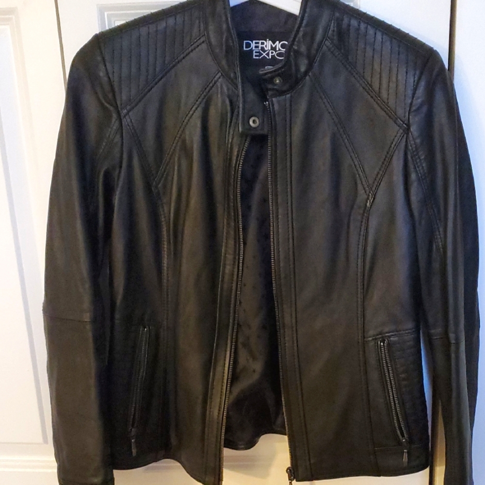Derimod Black Leather Jacket